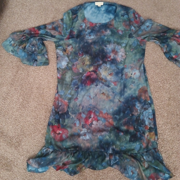 Appleseed's - Drop Waist Quarter Length Sleeve Floral Dress - Picture 2 of 5